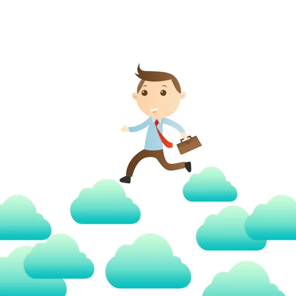 Empresário com nuvem sobre fundo branco — Fotografia de Stock