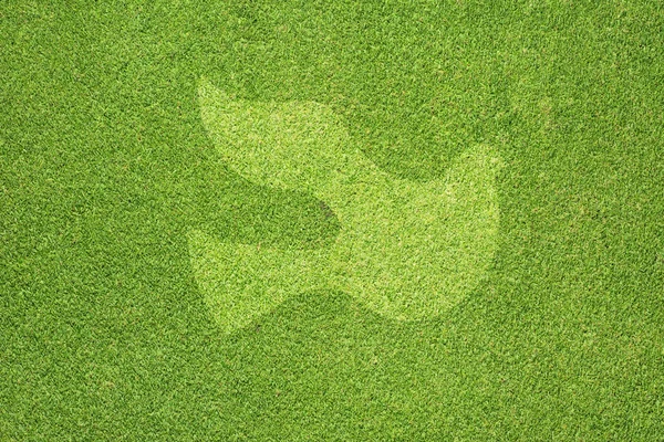 Значок мира на зеленой текстуре травы и фоне — стоковое фото