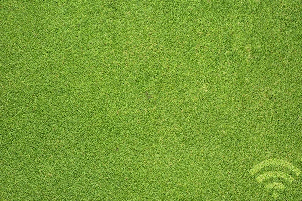 Trådlösa ikonen på grönt gräs textur och bakgrund — Stockfoto