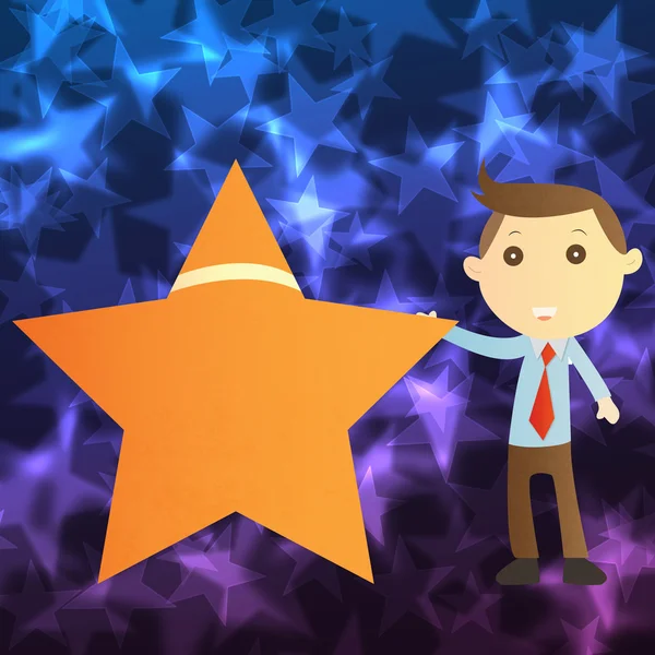 Бизнесмен со звездой на абстрактном фоне — стоковое фото