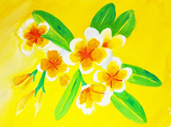 水彩手绘彩色花朵 — 图库照片