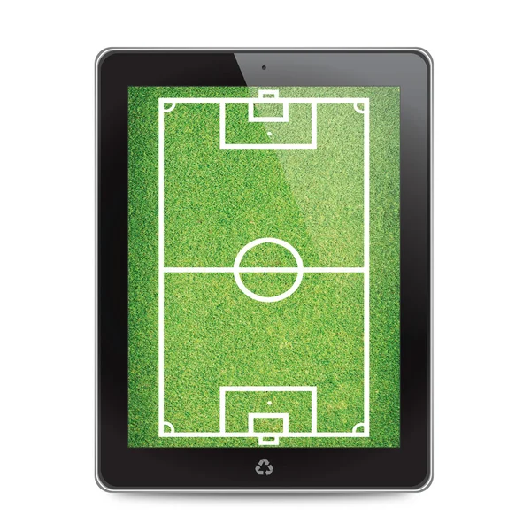 Fotbalové hřiště na tabletu, izolovat — Stock fotografie