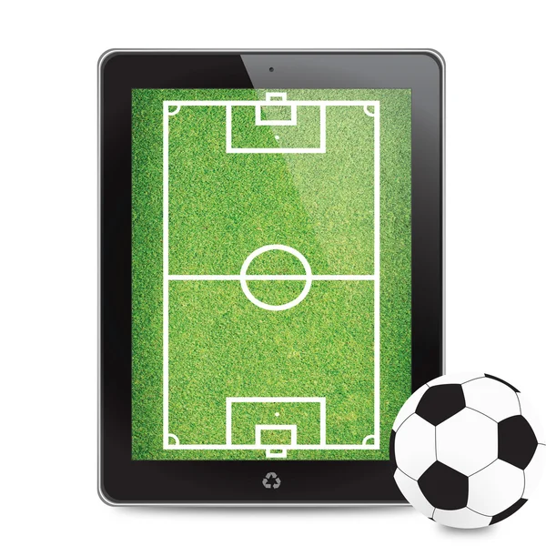 Fotbollsplan på tablett, isolera — Stockfoto