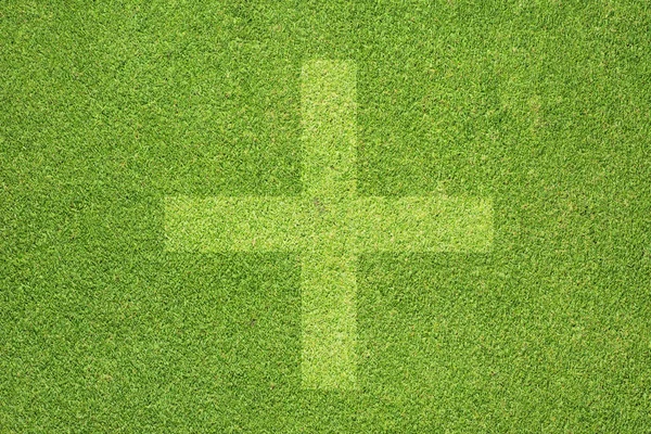 Artı simgesi yeşil çim zemin üzerine — Stok fotoğraf