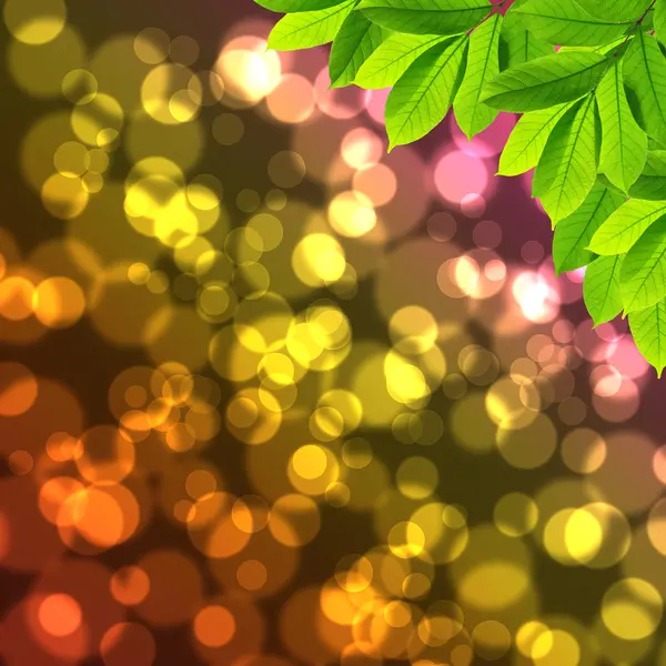 Листья с блестящим боке светлый фон — стоковое фото