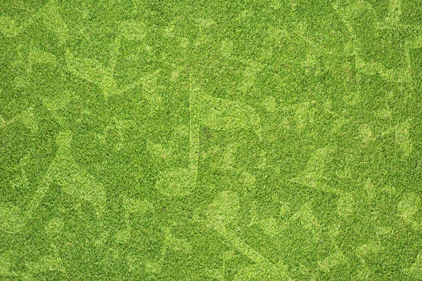 Music icon on green grass background — Stock Photo, Image