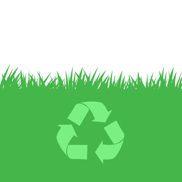 Recycle op groen gras, textuur achtergrond — Stockfoto