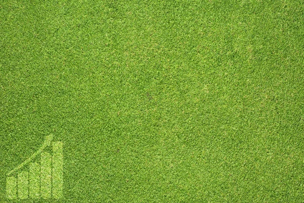 Ícone de gráfico em textura de grama verde e fundo — Fotografia de Stock