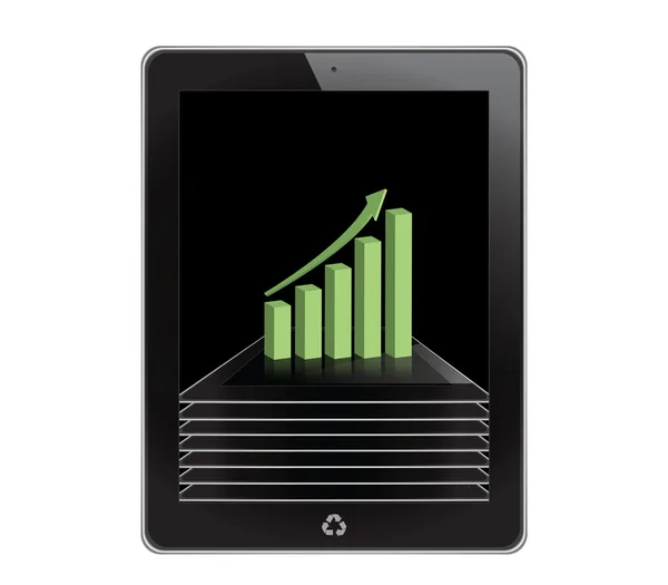 Grafiek op achtergrond voor Tablet PC-computer — Stockfoto