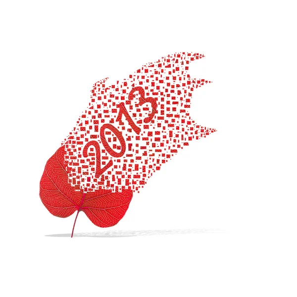 Red leaf of 2013 year on white background — Stock Photo, Image