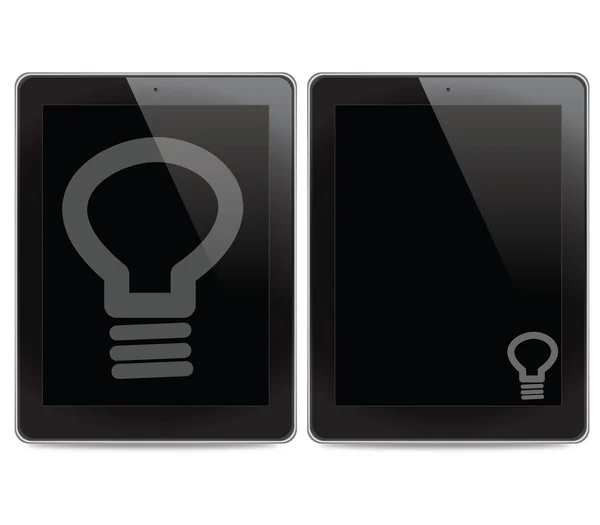 Izzó fény ikon-ra tabletta számítógép háttér — Stock Fotó
