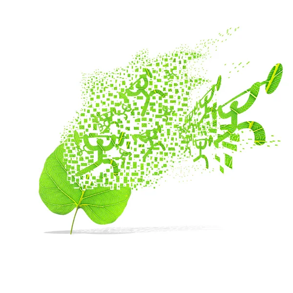 Spor kilo beyaz zemin üzerine yeşil yaprak — Stok fotoğraf