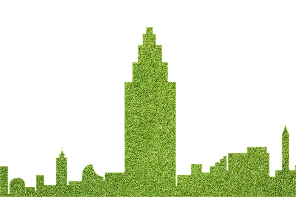 Ciudad de hierba verde sobre fondo blanco — Foto de Stock
