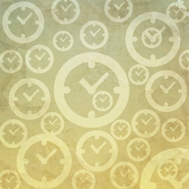 Clock icon on old paper background and pattern clipart