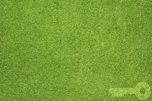 Anahtar üstünde yeşil çim doku ve arka plan — Stok fotoğraf