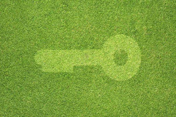 Chave na textura de grama verde e fundo — Fotografia de Stock