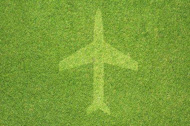 uçak simgesi yeşil çim doku ve arka plan