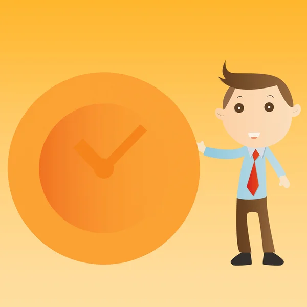Geschäftsmann mit Uhr auf gelbem Hintergrund — Stockfoto