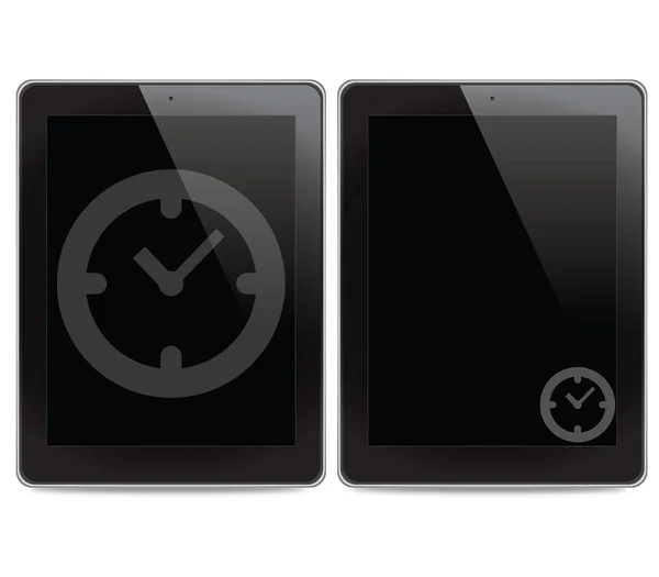 Icona dell'orologio sullo sfondo del computer tablet — Foto Stock