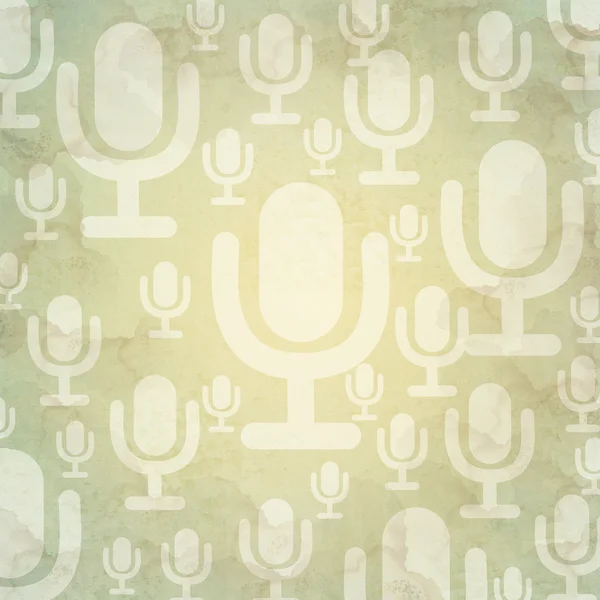 Ikona mikrofonu na stary tło i wzór — Zdjęcie stockowe