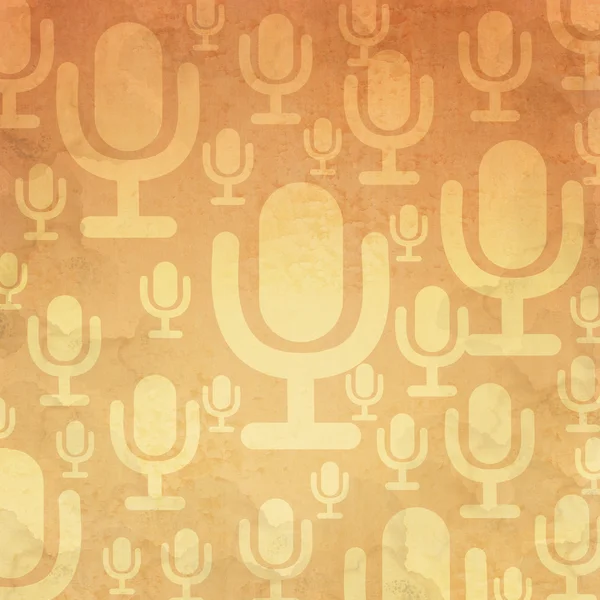 Ikona mikrofonu na stary tło i wzór — Zdjęcie stockowe