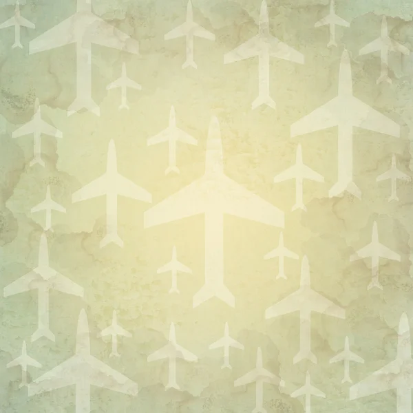 飞机图标旧纸张背景与模式 — 图库照片