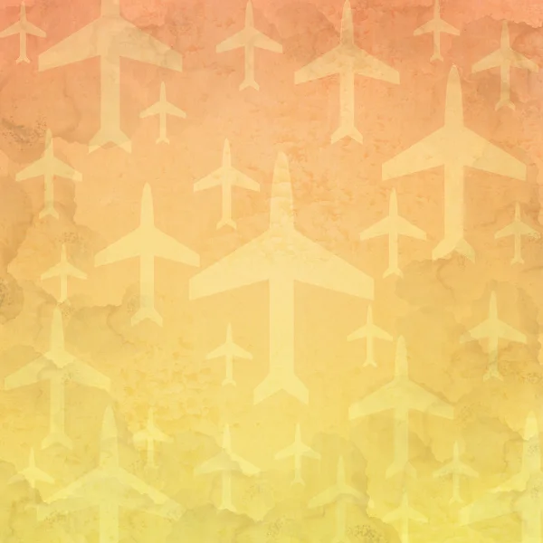 Ikony Samolotem na stary tło i wzór — Zdjęcie stockowe