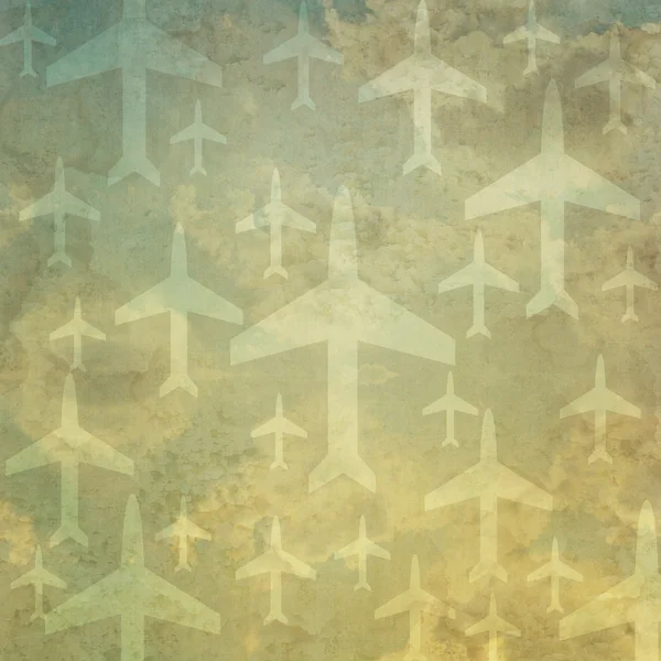 Eski kağıt arka planı ve desen uçak simgesini — Stok fotoğraf