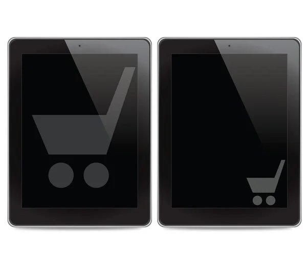 Ikona rynku na tle komputera typu tablet — Zdjęcie stockowe