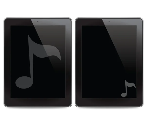 Icono de música en el fondo del ordenador tableta — Foto de Stock