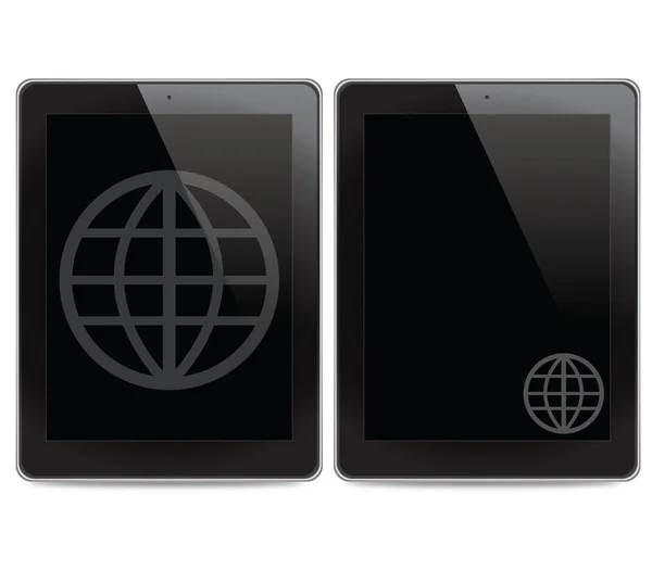 Global icon on tablet computer background — Stock Photo, Image