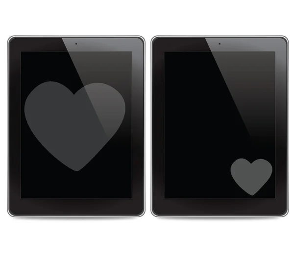 Ikona serca na tle komputera typu tablet — Zdjęcie stockowe