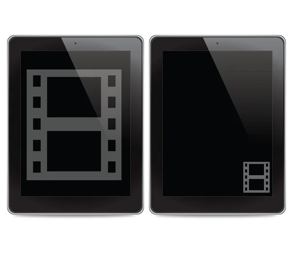 Ikona filmu na tle komputera typu tablet — Zdjęcie stockowe