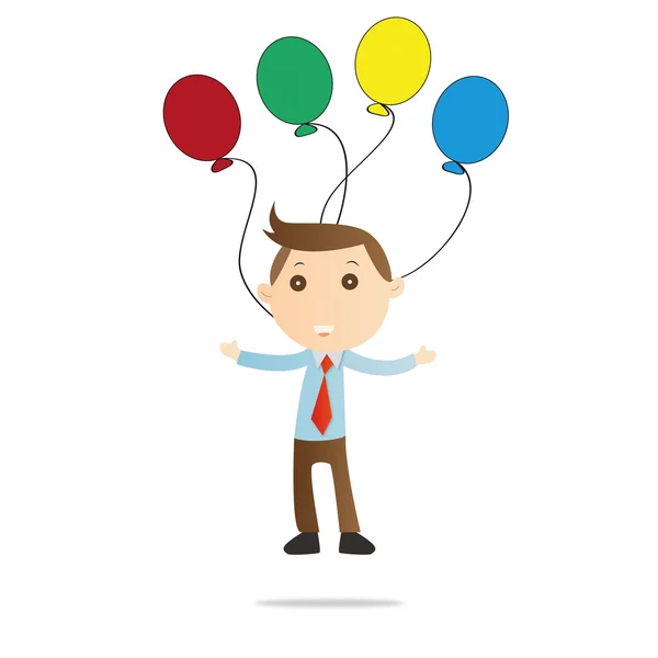 Geschäftsmann mit Luftballon auf weißem Hintergrund — Stockfoto