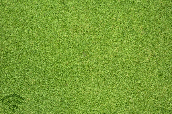 Ikony sieci bezprzewodowej na zielonej trawie tekstury i tła — Zdjęcie stockowe