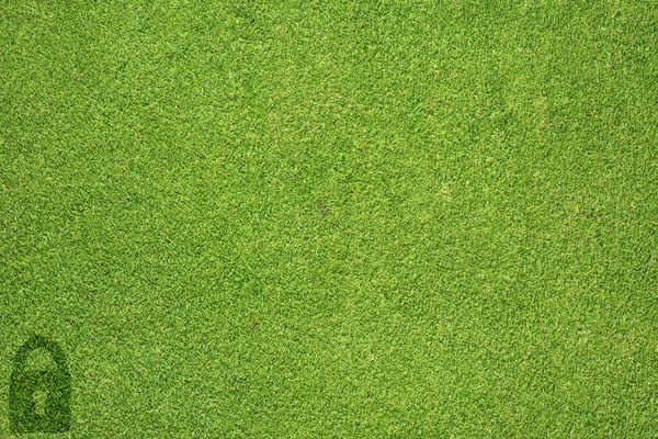 Yeşil çim dokusu ve arka plan üzerinde anahtar simgesi — Stok fotoğraf