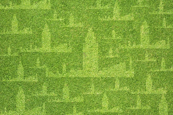 Cidade em textura de grama verde e fundo — Fotografia de Stock