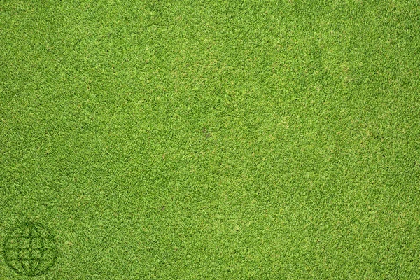 Global symbol på grönt gräs textur och bakgrund — Stockfoto