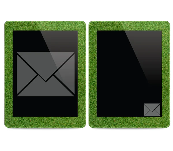 Tablet bilgisayar arka plan üzerinde posta simgesini — Stok fotoğraf