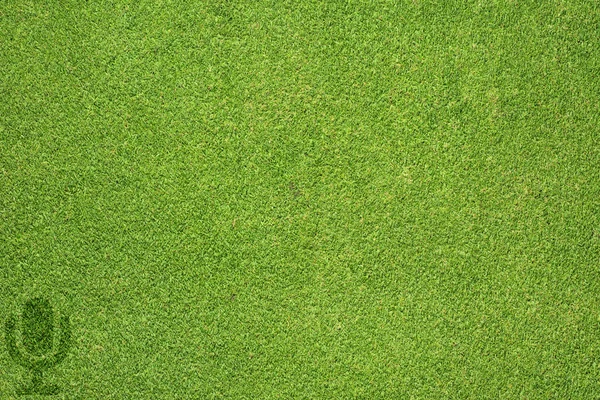 Ícone de microfone na textura de grama verde e fundo — Fotografia de Stock