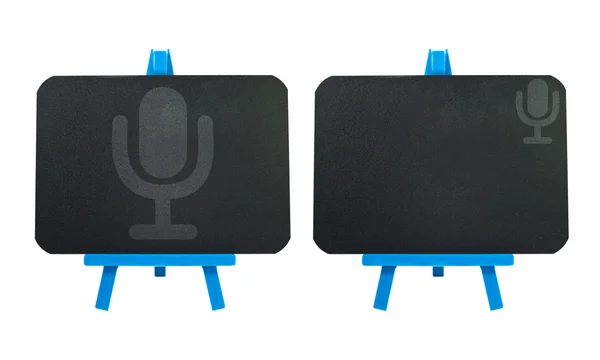Microphone icon on blank blackboard background — Stock Photo, Image