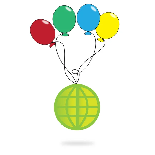 全球性的白色背景上的气球 — 图库照片