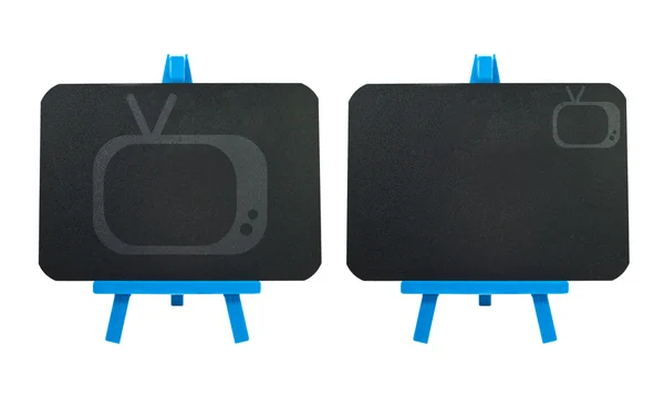 Значок телевизора на пустом фоне доски — стоковое фото