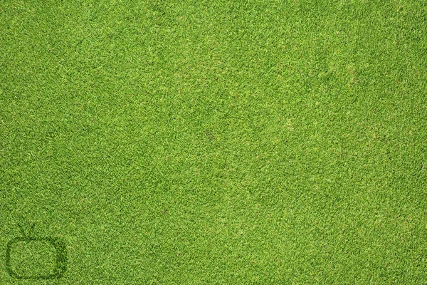 Значок телевизора на зеленой траве текстуры и фона — стоковое фото