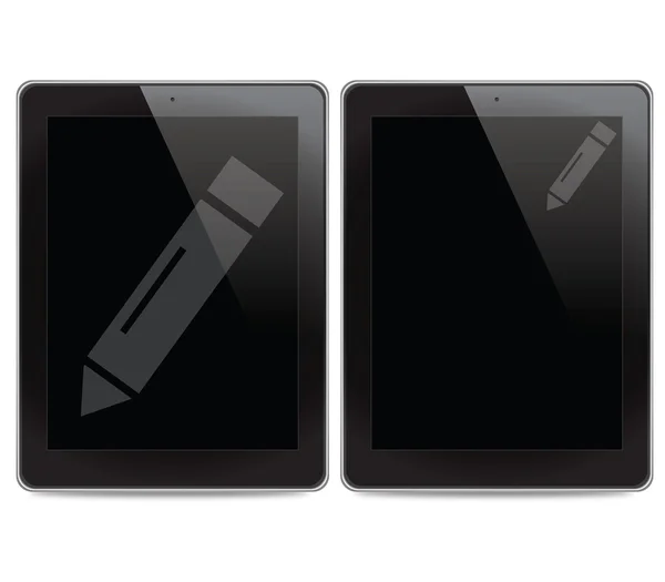 Pencil icon on tablet computer background — Stock Photo, Image