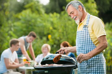 Family having a barbecue party clipart