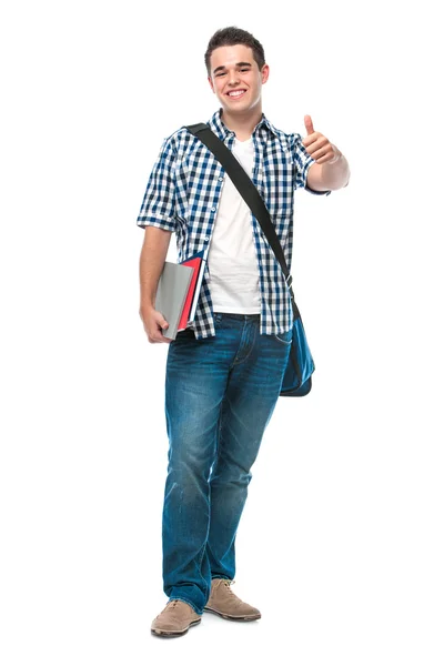 Happy teenager shows thumbs up — Stock Photo, Image