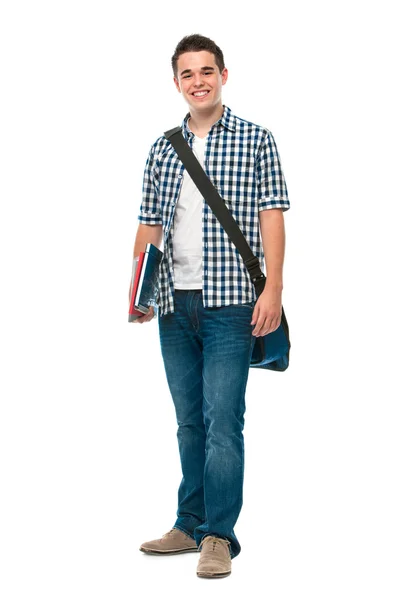 Adolescent souriant avec un cartable — Photo