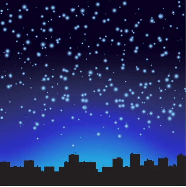 Cidade à noite. O céu estrelado . —  Vetores de Stock