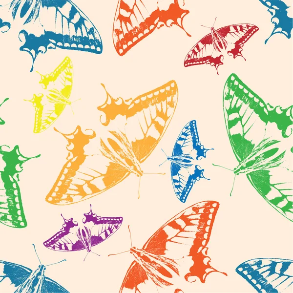 Naadloze achtergrond van kleurrijke vlinders. — Stockvector